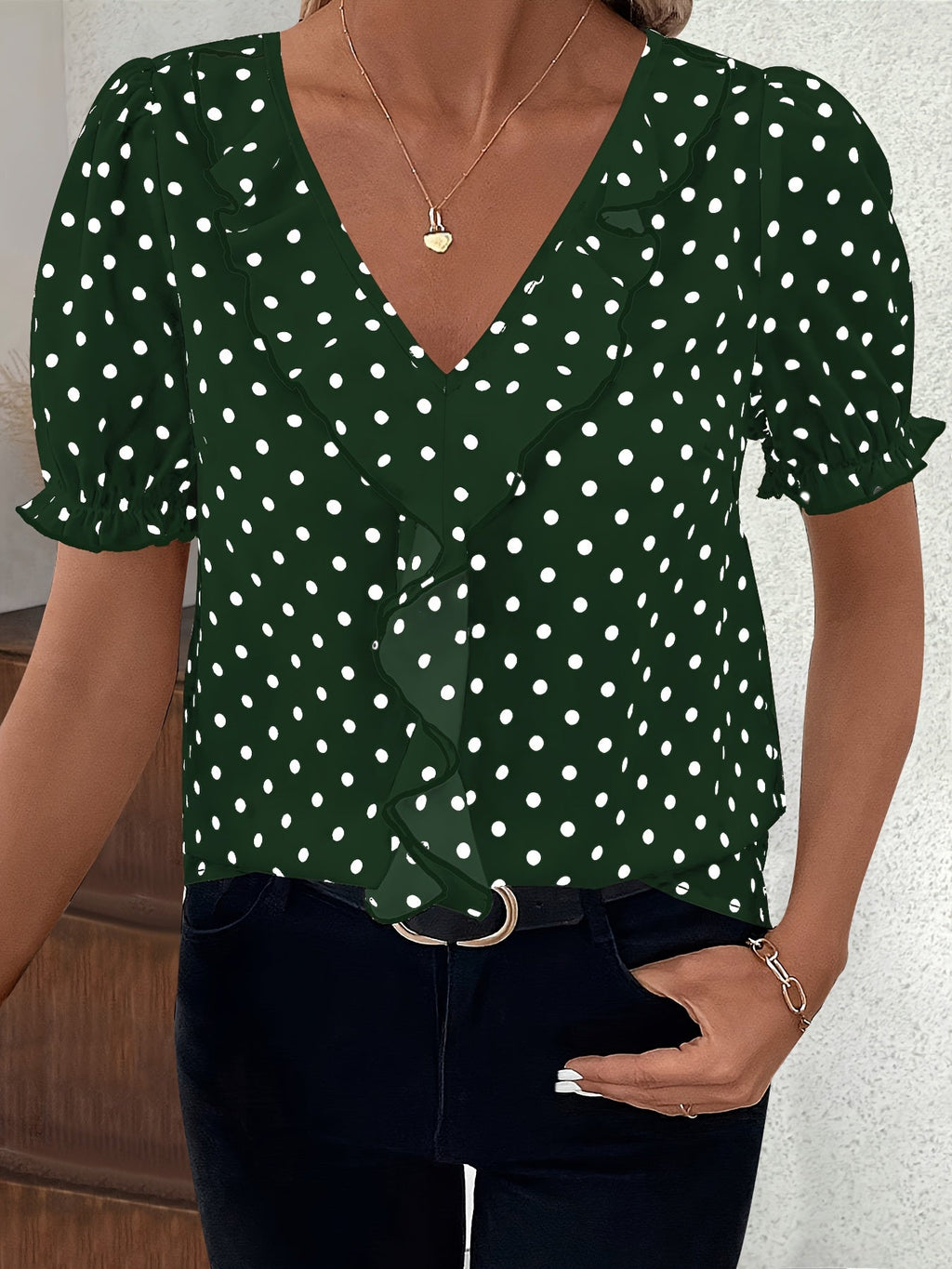 Zoraya | Lace Colour Block Bubble Sleeve Blouse for Women