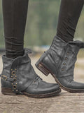Arcelia | Vintage Studded Buckle Ankle Boots