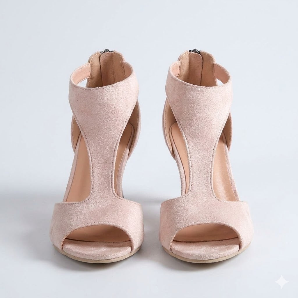Lacey | Open Toe Mid Heels with Ankle Strap