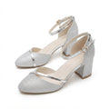 Maddison | Silver Glitter Block Heel Sandals