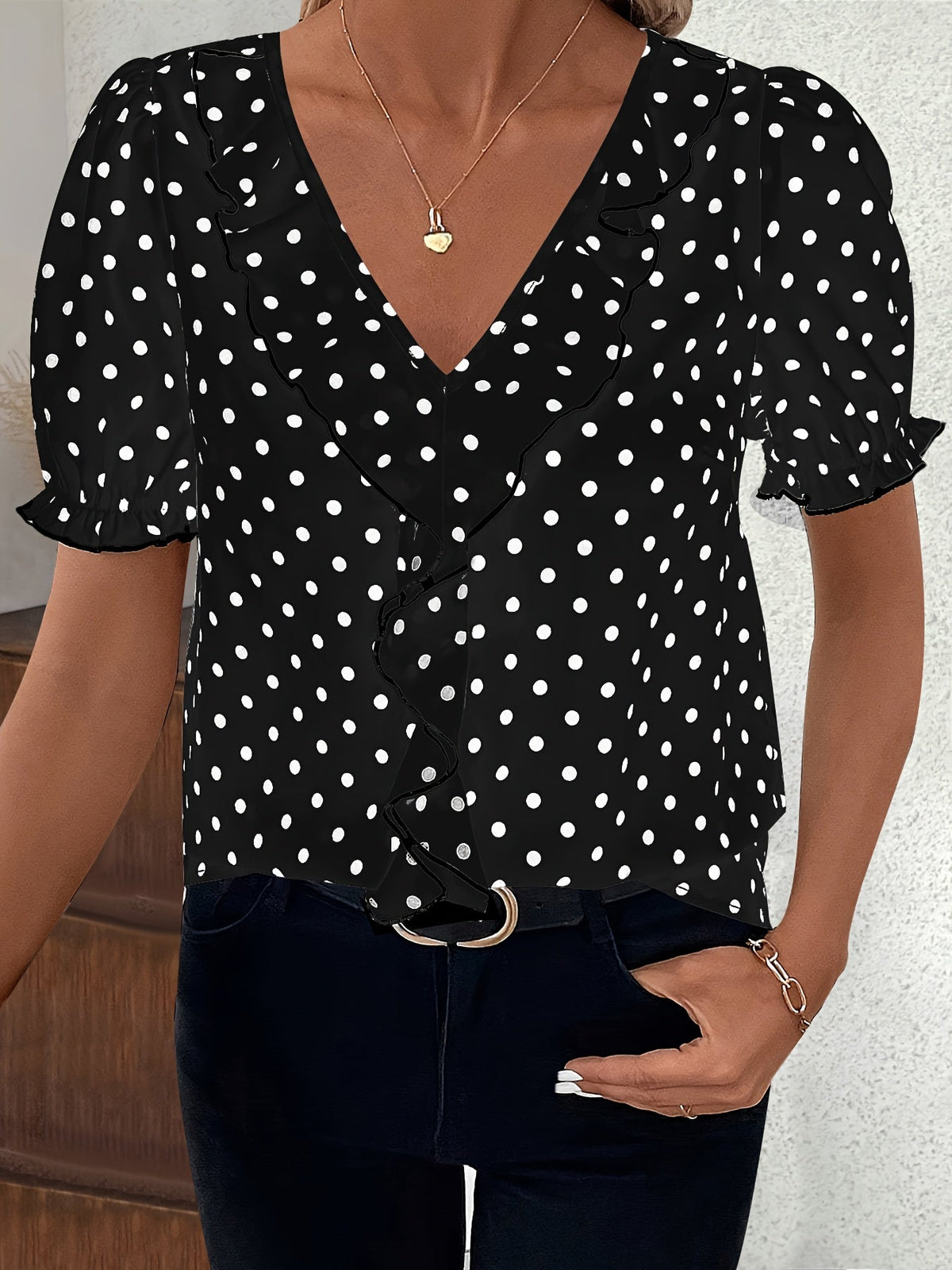 Zoraya | Lace Colour Block Bubble Sleeve Blouse for Women