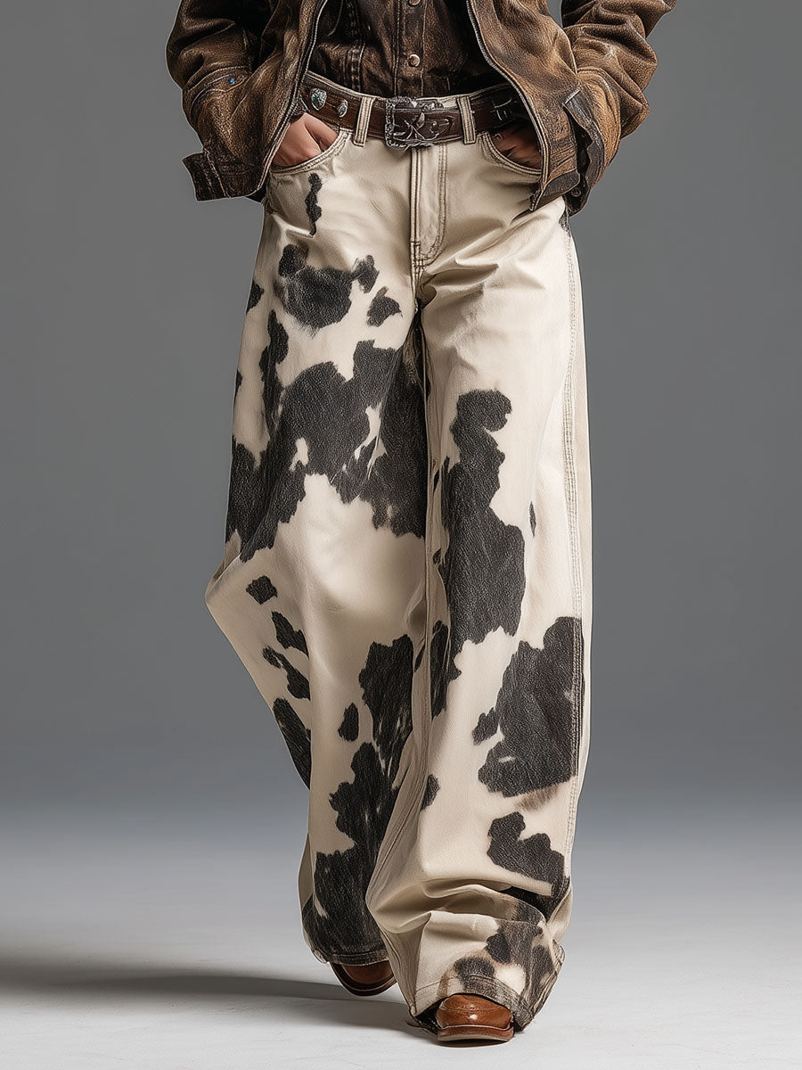 Vasiliki | Retro Cow Print Trousers for Women