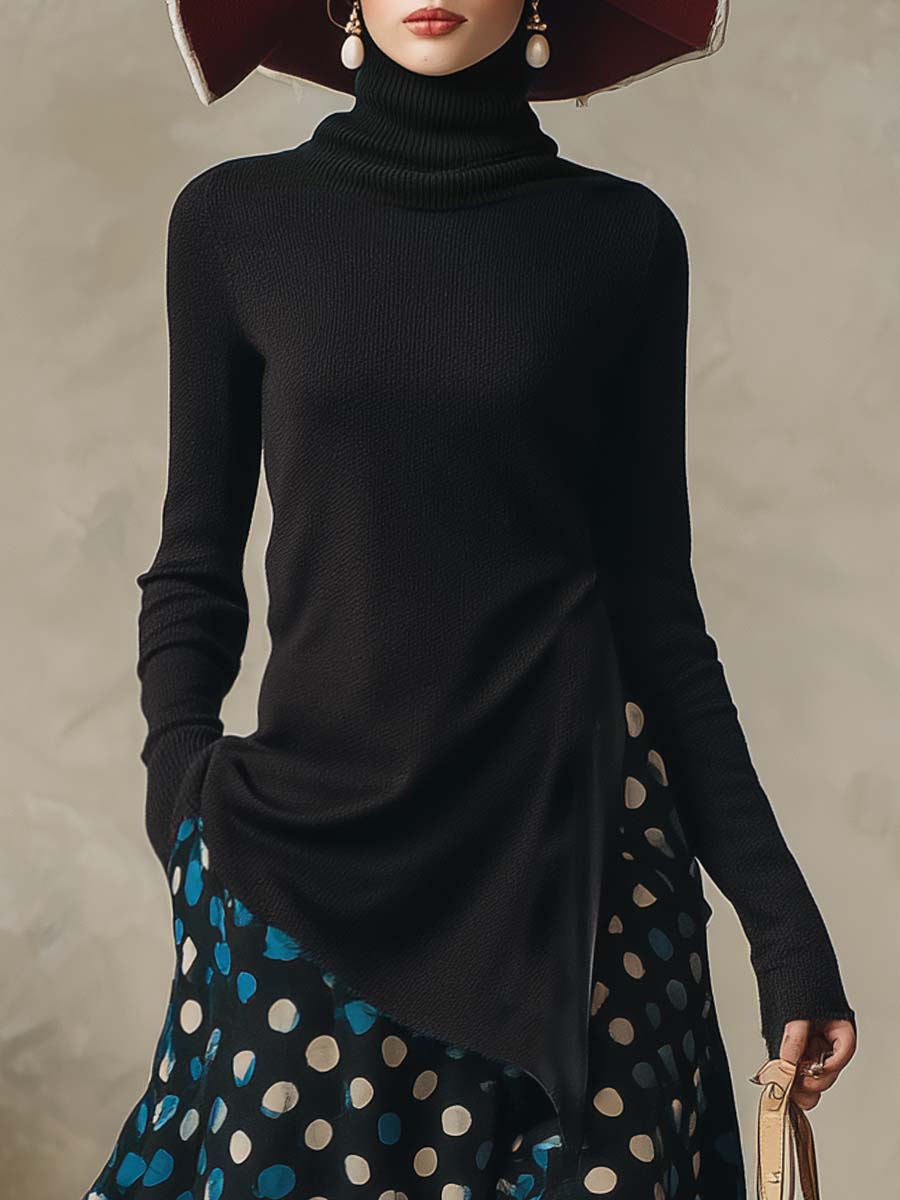 Jocelyne | Knitted Top and Polka Dot Skirt Set for Women