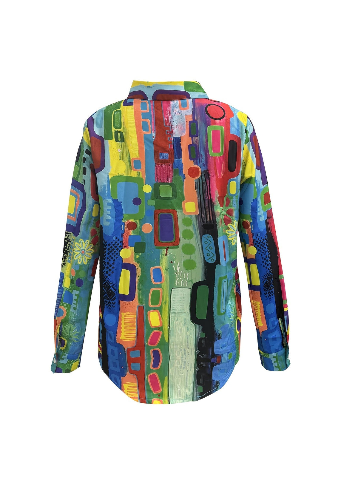 Gelsomina | Geometric Print Button-Front Blouse for Women