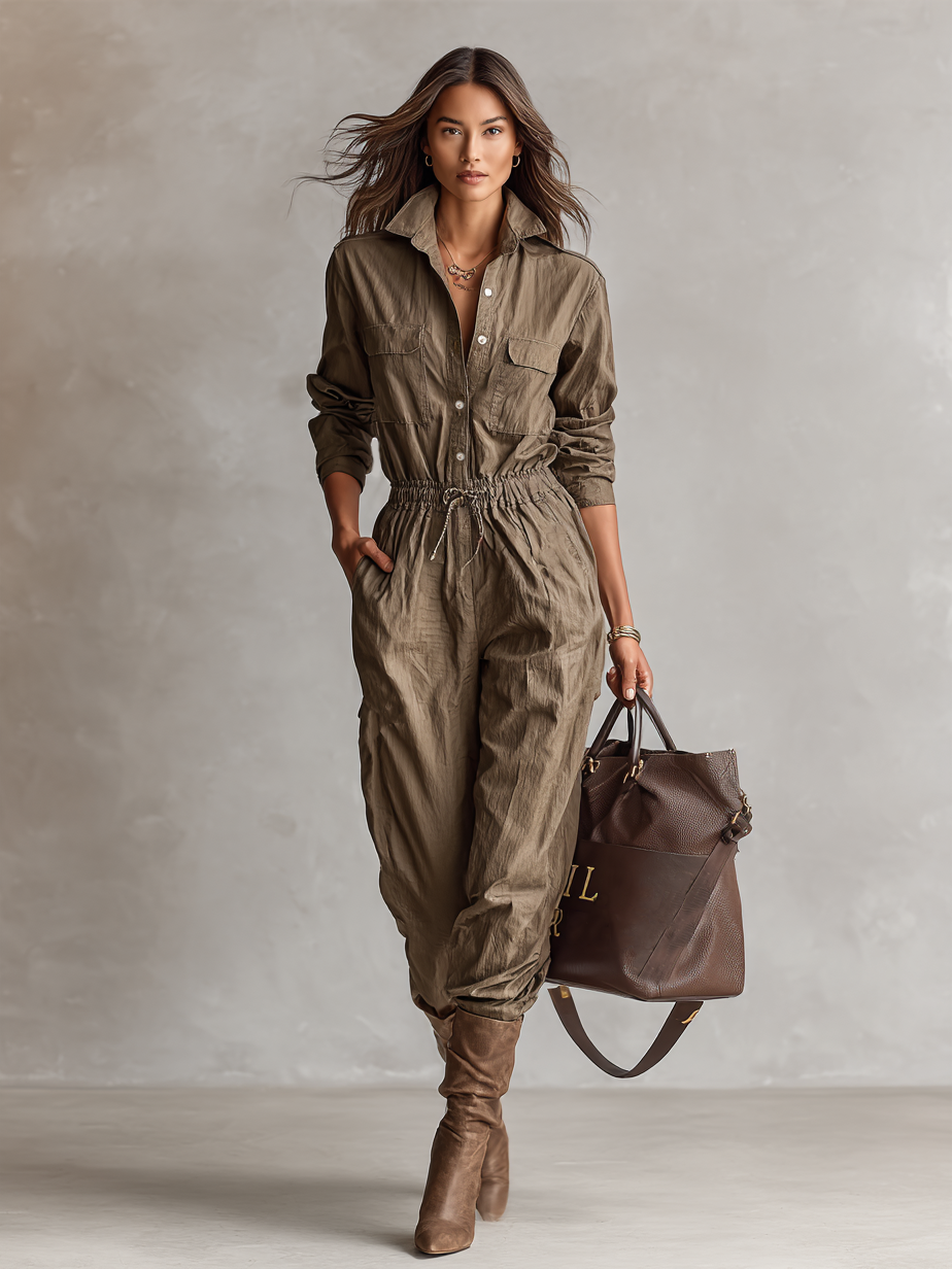 Polyxena | Casual Button Drawstring Jumpsuit for Women