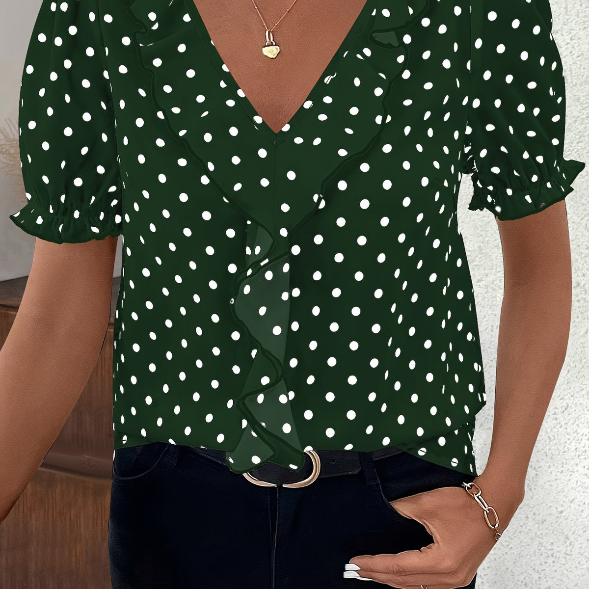 Zoraya | Lace Colour Block Bubble Sleeve Blouse for Women