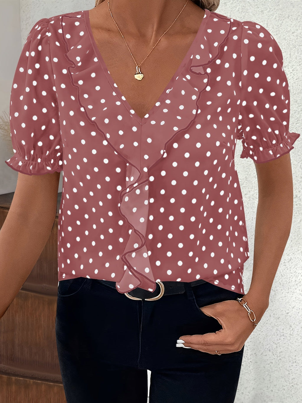 Hilda | Lace Bubble Sleeve Blouse for Women