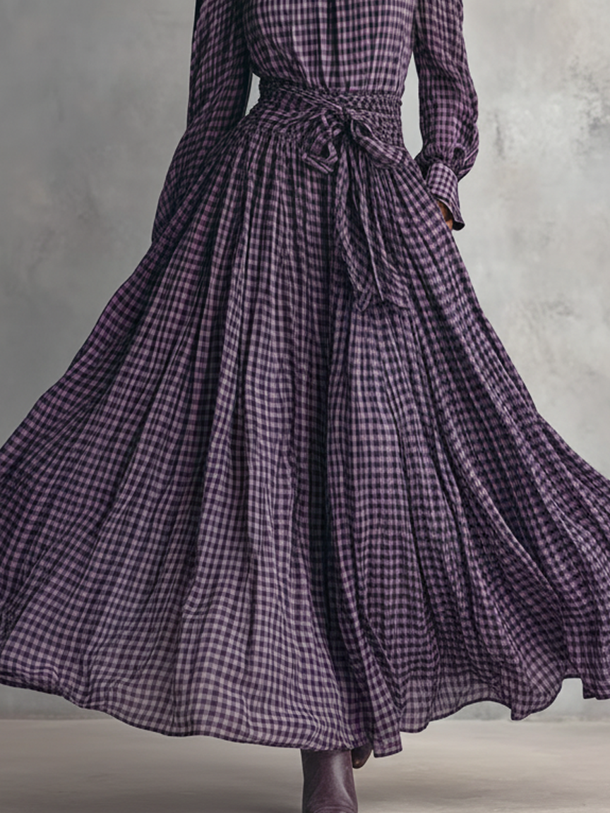 Xeni | Plaid Blouse and Skirt Set for Women