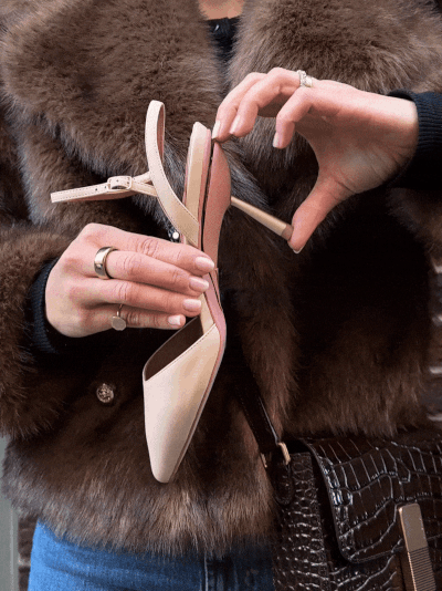Silvia | Beige Block Heel Pumps