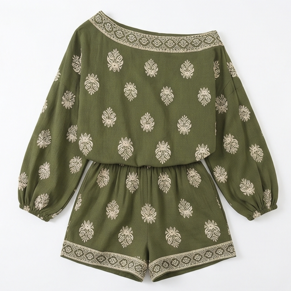 Solenne | Bohemian Off-Shoulder Matching Set for Women