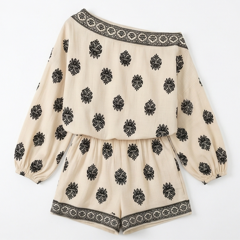 Solenne | Bohemian Off-Shoulder Matching Set for Women