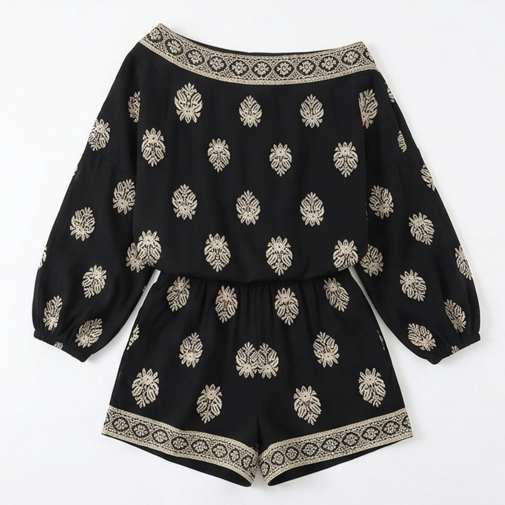 Solenne | Bohemian Off-Shoulder Matching Set for Women