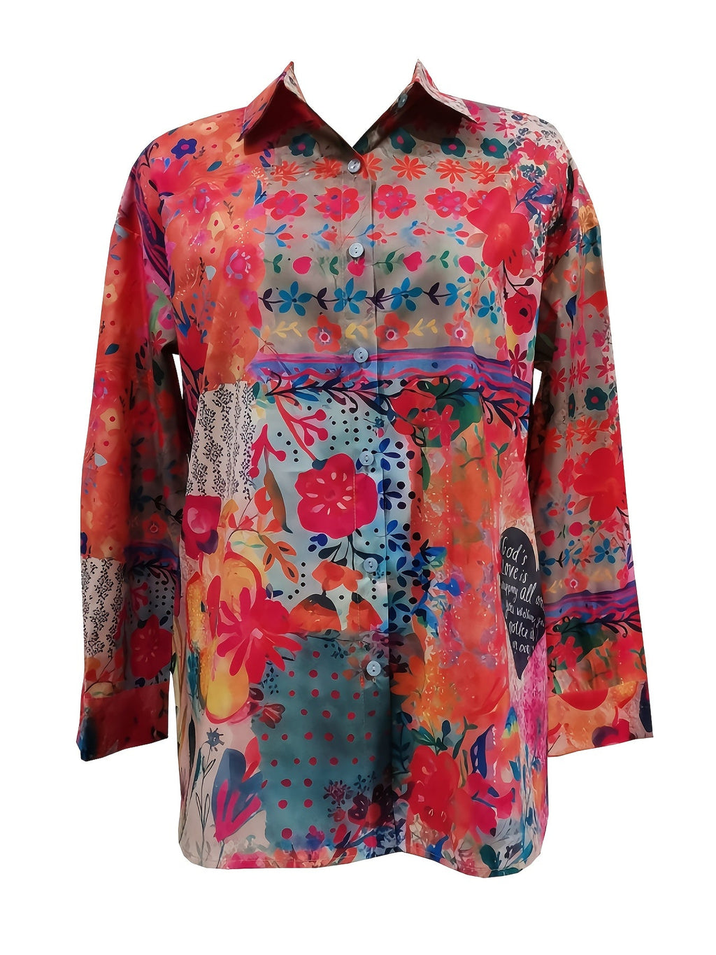 Blossom | Floral Collared Long Sleeve Shirt for Women