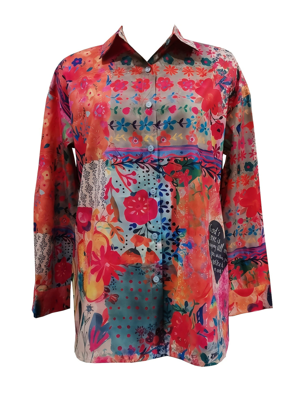 Blossom | Floral Collared Long Sleeve Shirt for Women
