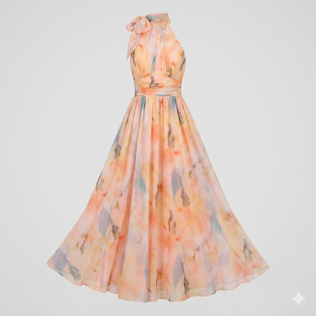 Élodie | Floral Halter Maxi Dress