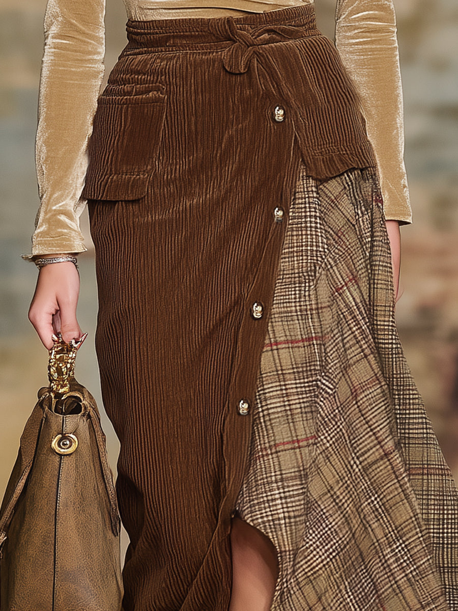 Flavia | Vintage Corduroy Patchwork Skirt