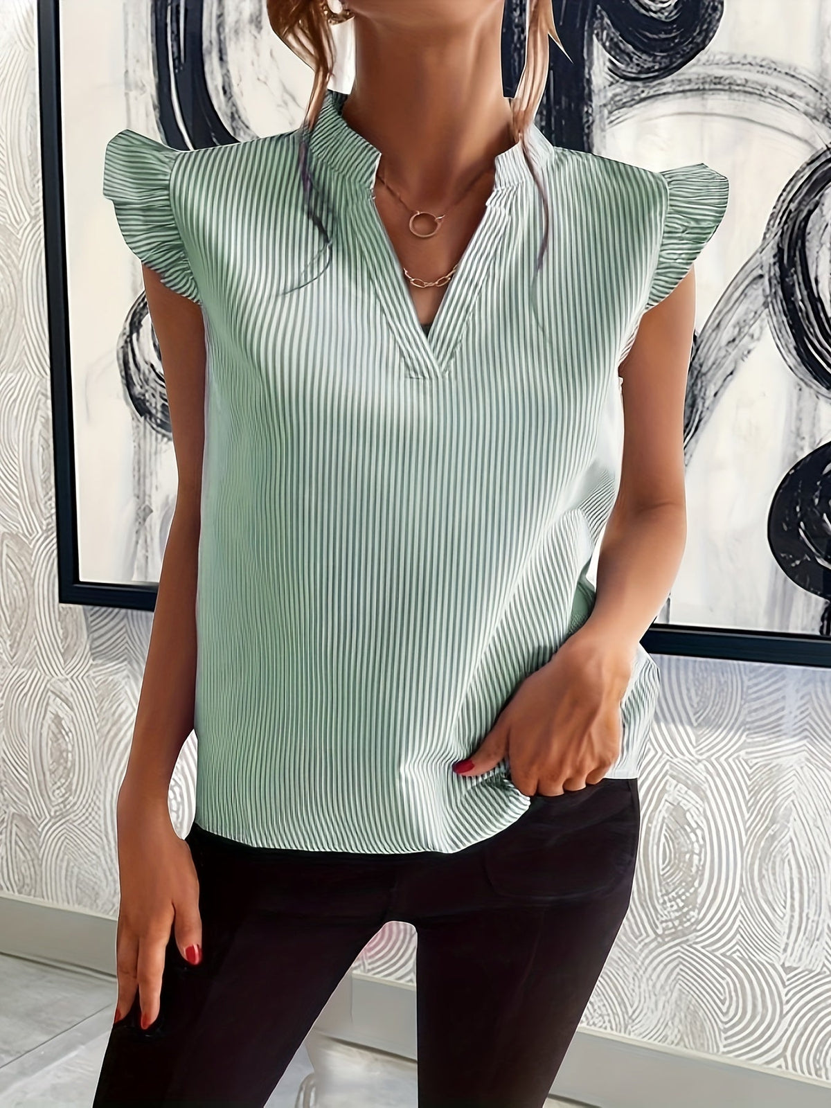 Gia | V-Neck Striped Blouse for Women