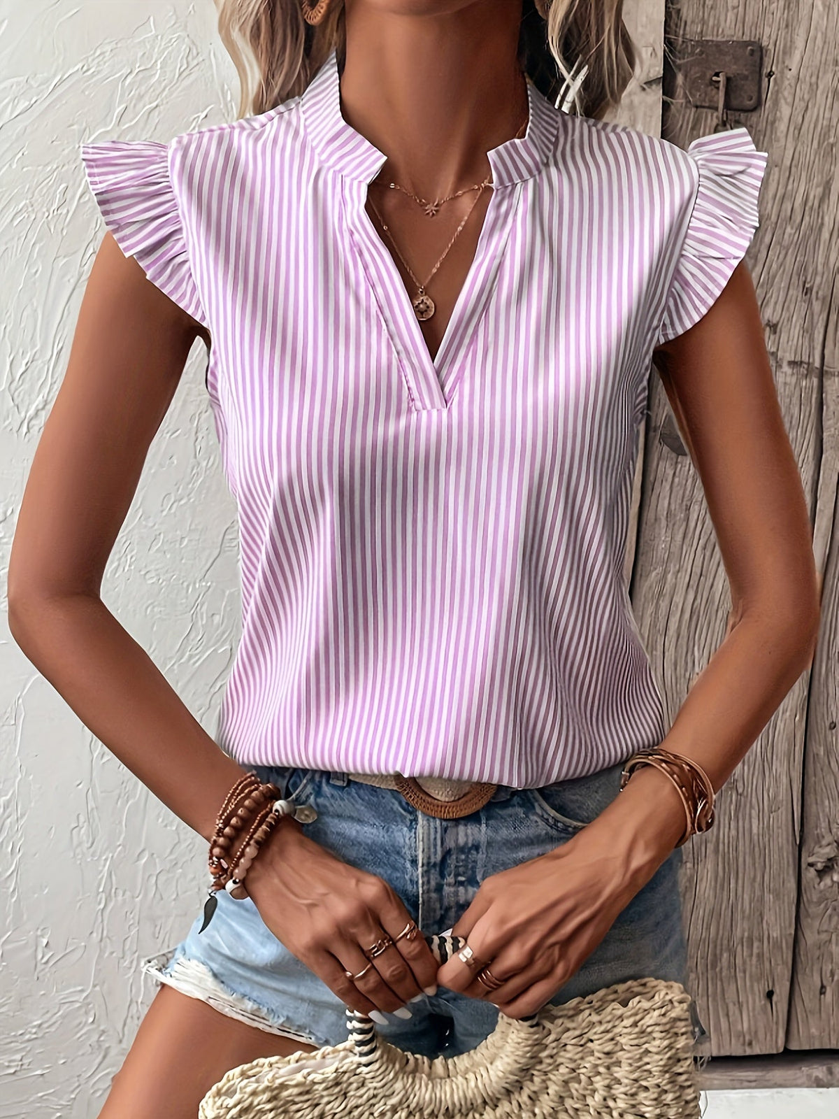 Gia | V-Neck Striped Blouse for Women
