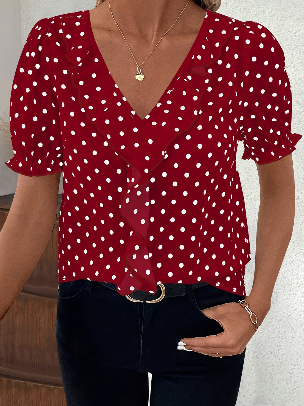 Zoraya | Lace Colour Block Bubble Sleeve Blouse for Women