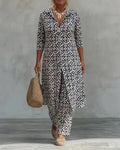 Silveria | Bohemian Print Tunic & Wide-Leg Pants Set for Women