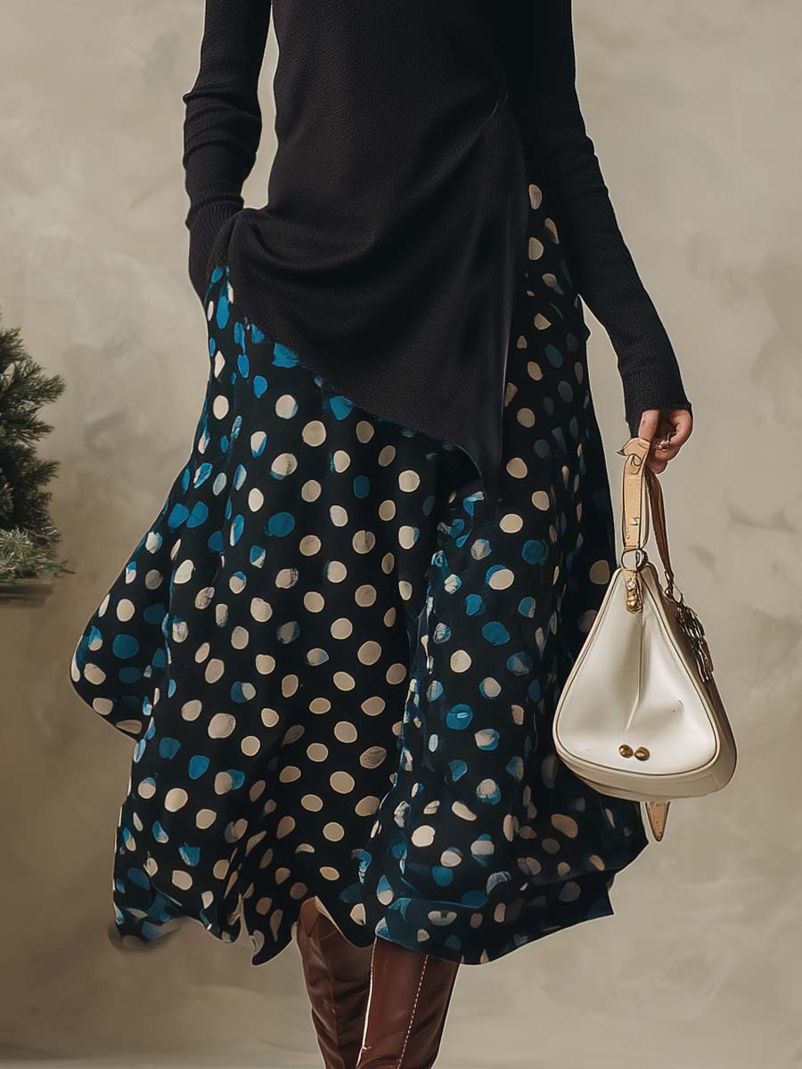 Jocelyne | Knitted Top and Polka Dot Skirt Set for Women