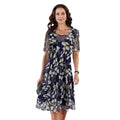 Hayley | Floral A-Line Midi Dress with Short Sleeves