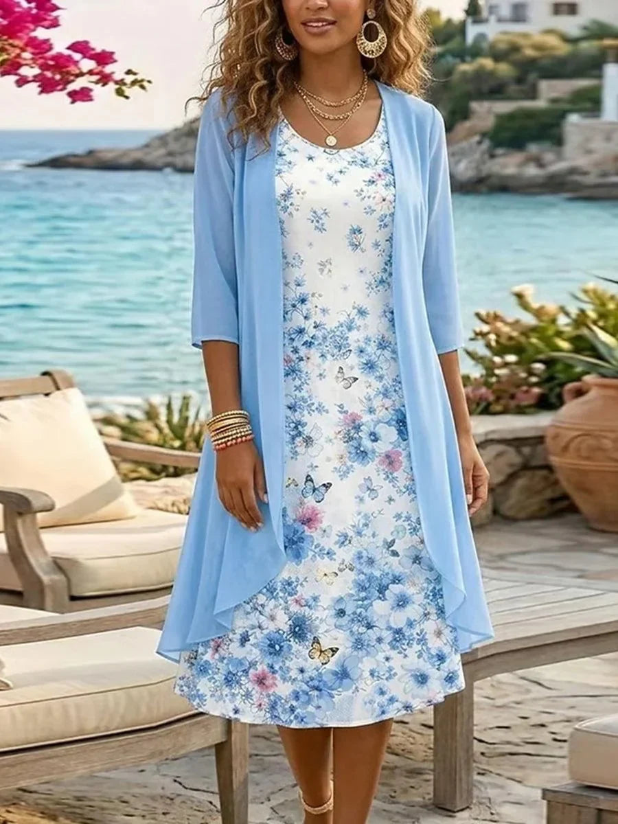 Sabina | Floral Chiffon Two-Piece Set for Women