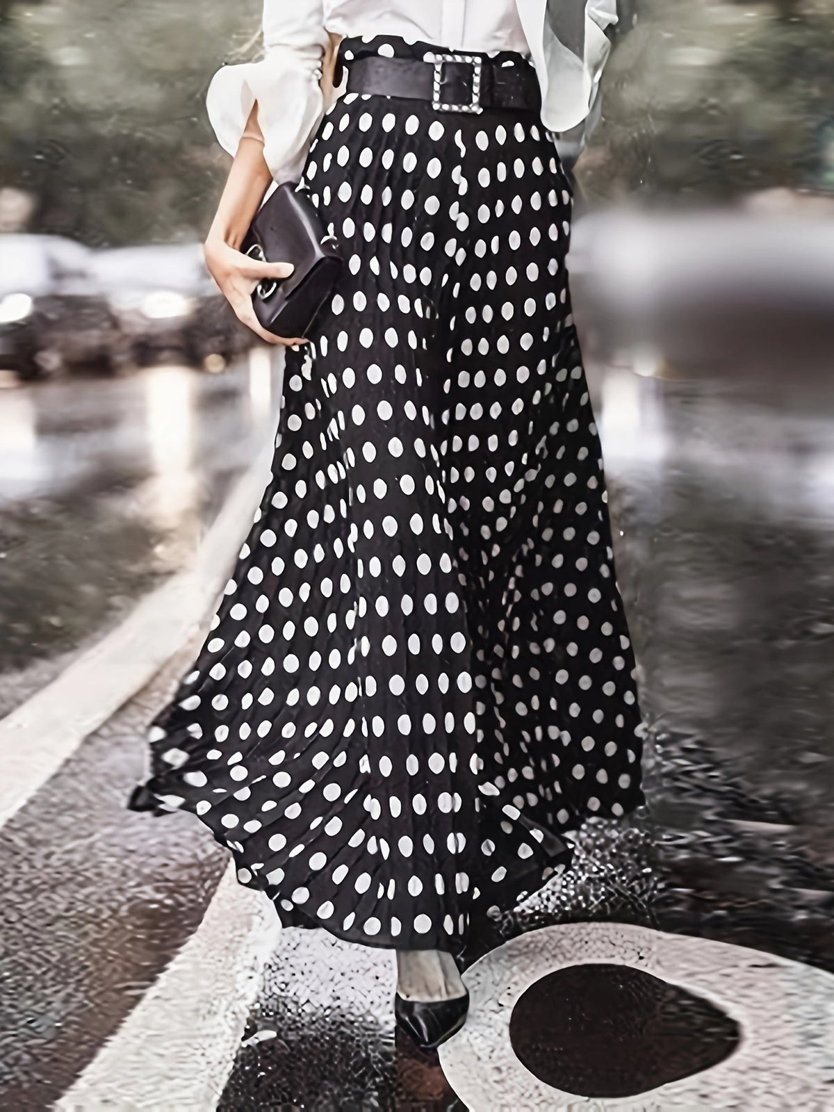 Sabine | Plus Size Polka Dot Wide-Leg Trousers for Women