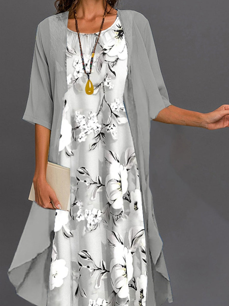 Giselle | Floral Jacket & Midi Dress Two-Piece Set for Women