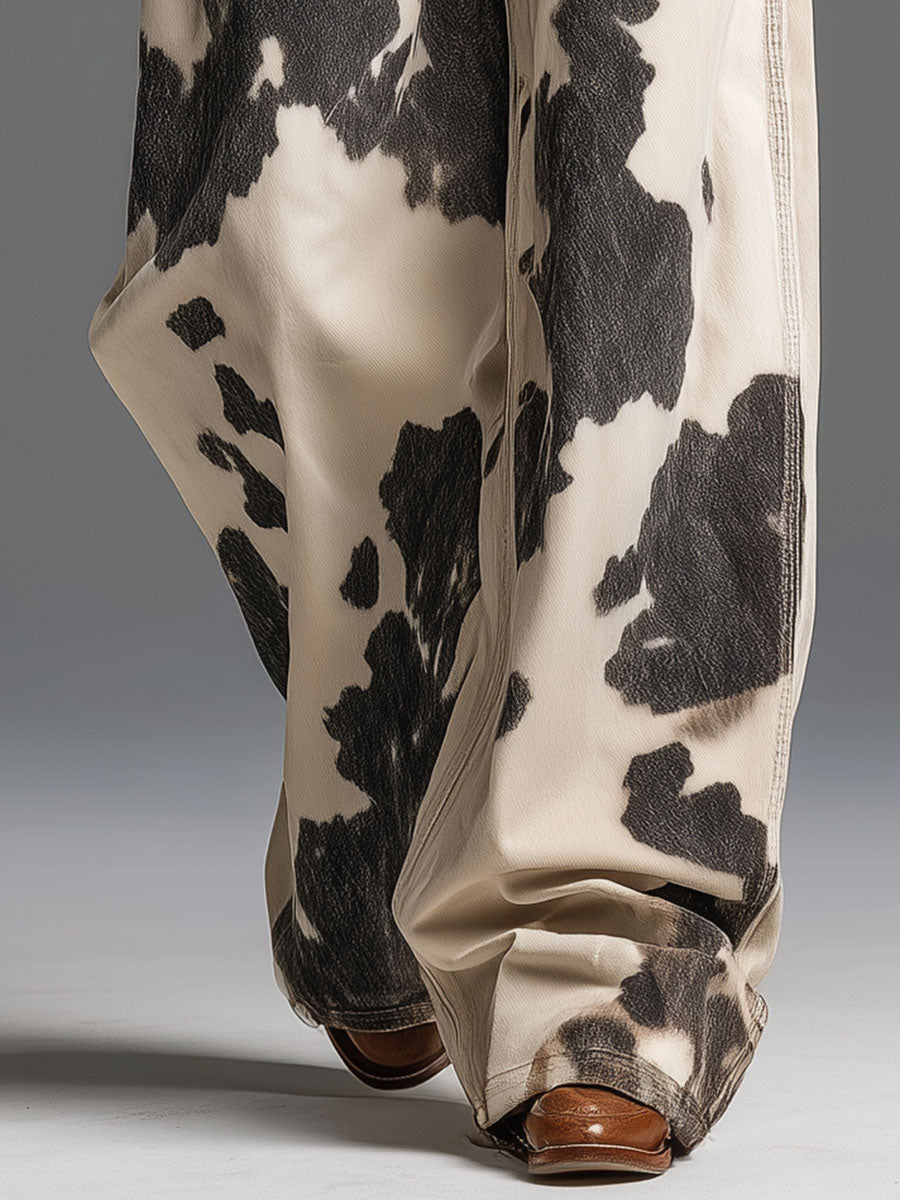 Vasiliki | Retro Cow Print Trousers for Women