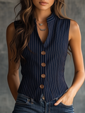 Erminia | Striped Sleeveless Henley Tank Top for Women
