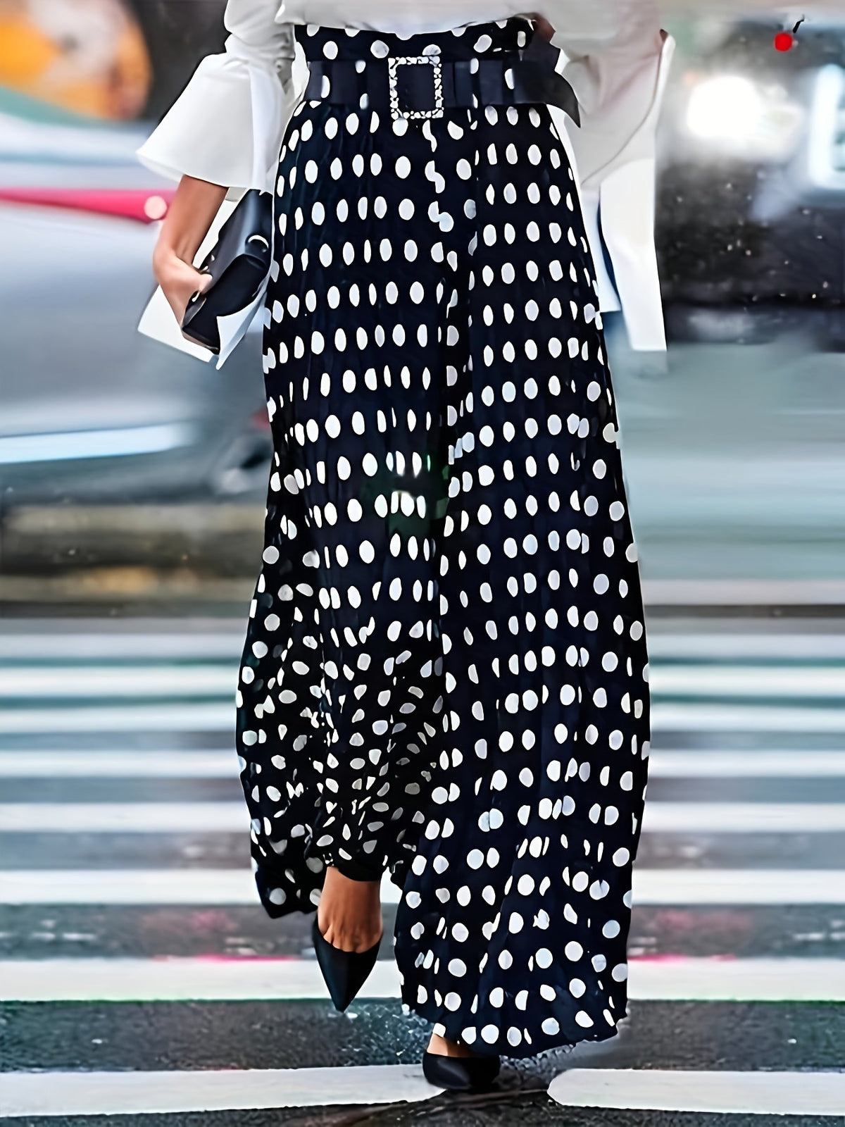 Sabine | Plus Size Polka Dot Wide-Leg Trousers for Women