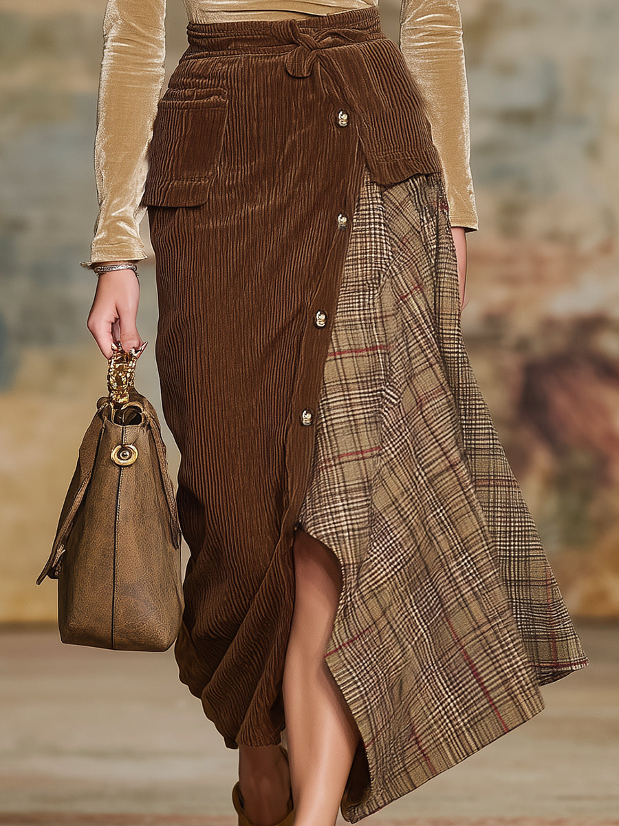 Flavia | Vintage Corduroy Patchwork Skirt