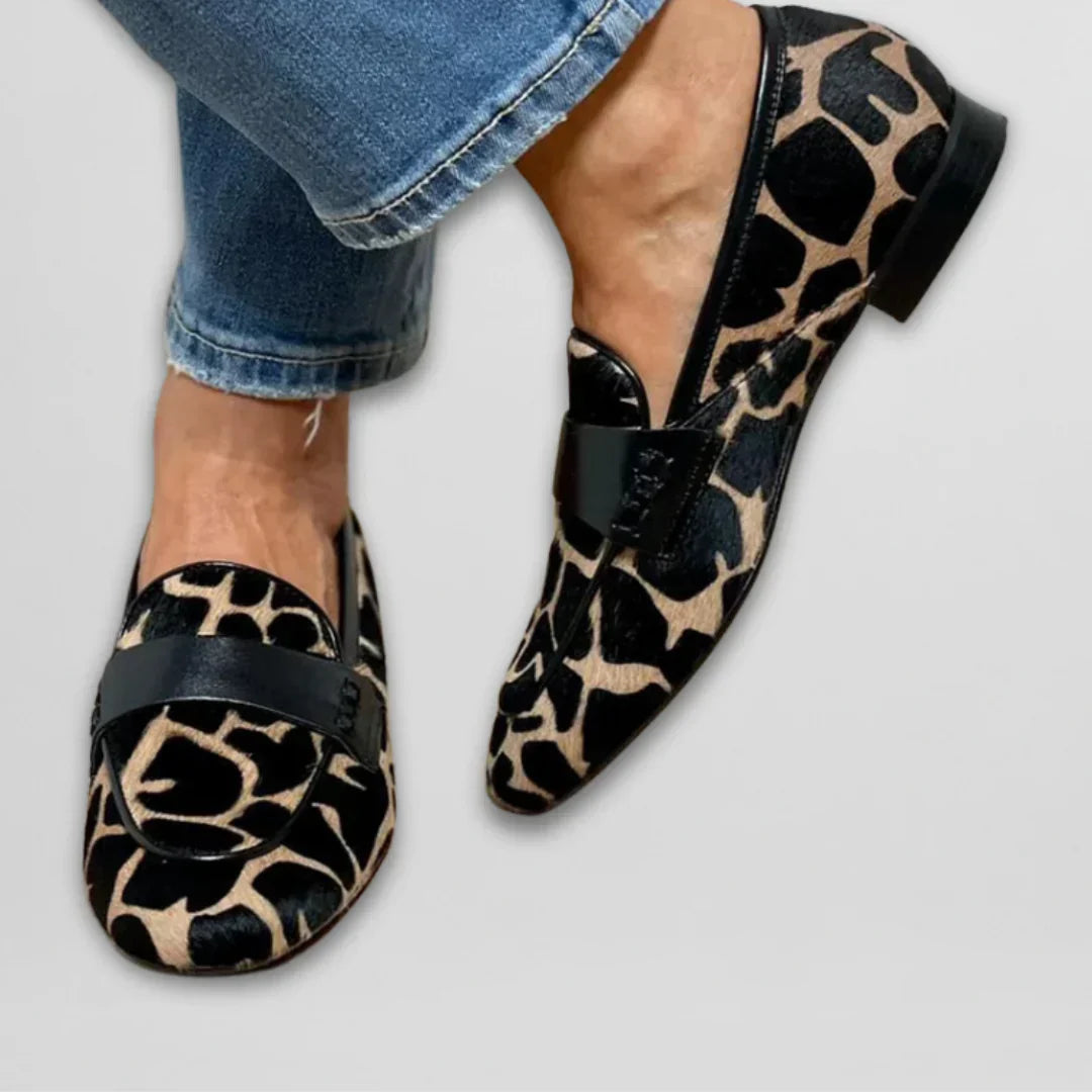 Alecia | Cosy Cow Print Loafers