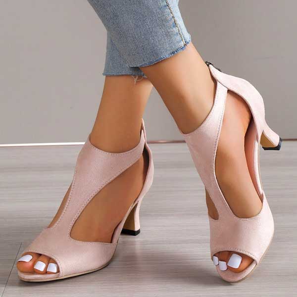 Lacey | Open Toe Mid Heels with Ankle Strap