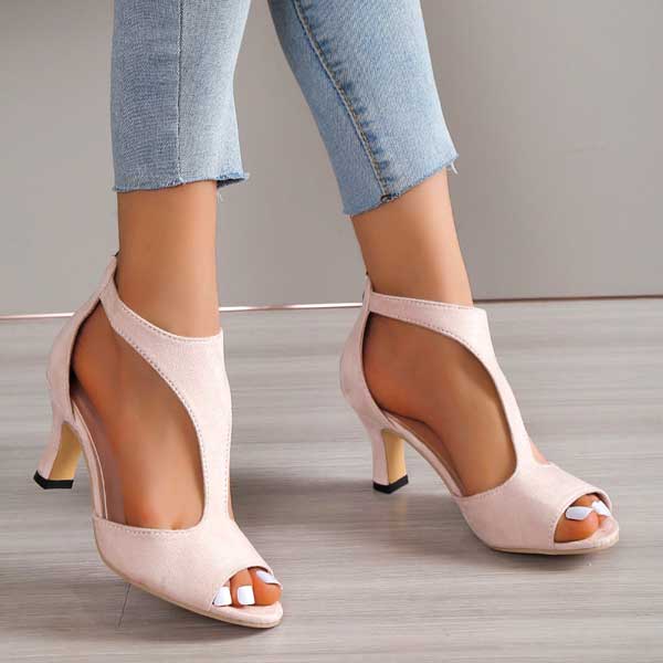 Lacey | Open Toe Mid Heels with Ankle Strap