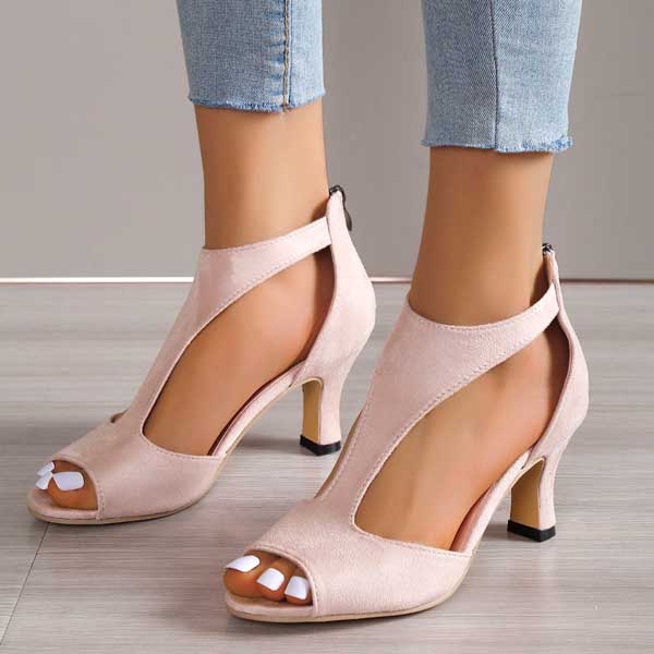 Lacey | Open Toe Mid Heels with Ankle Strap