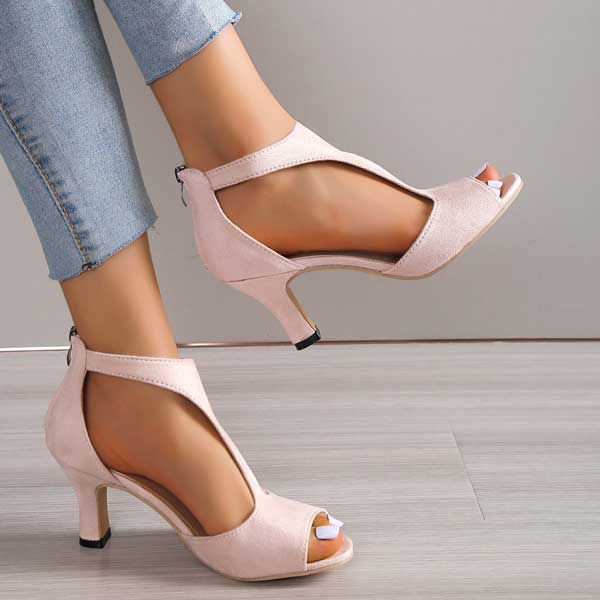 Lacey | Open Toe Mid Heels with Ankle Strap