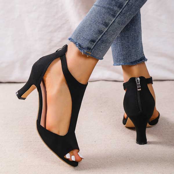 Lacey | Open Toe Mid Heels with Ankle Strap