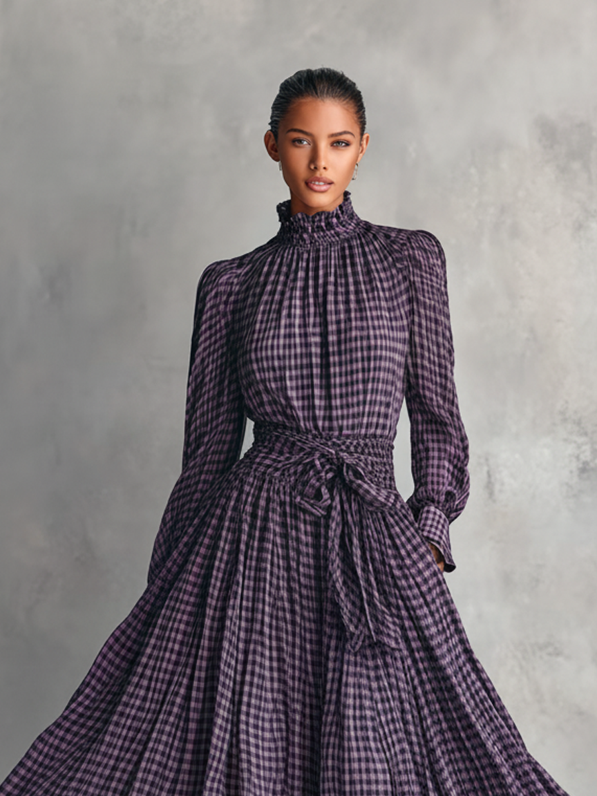 Xeni | Plaid Blouse and Skirt Set for Women