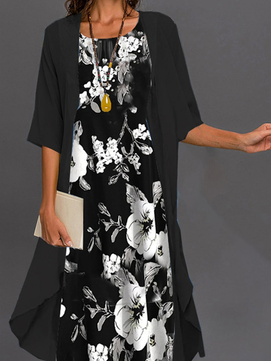 Giselle | Floral Jacket & Midi Dress Two-Piece Set for Women