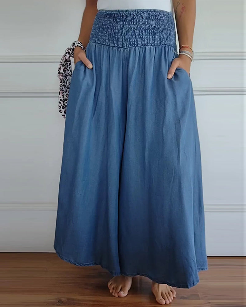 Alexandra | Elastic Waist Linen Trousers for Women