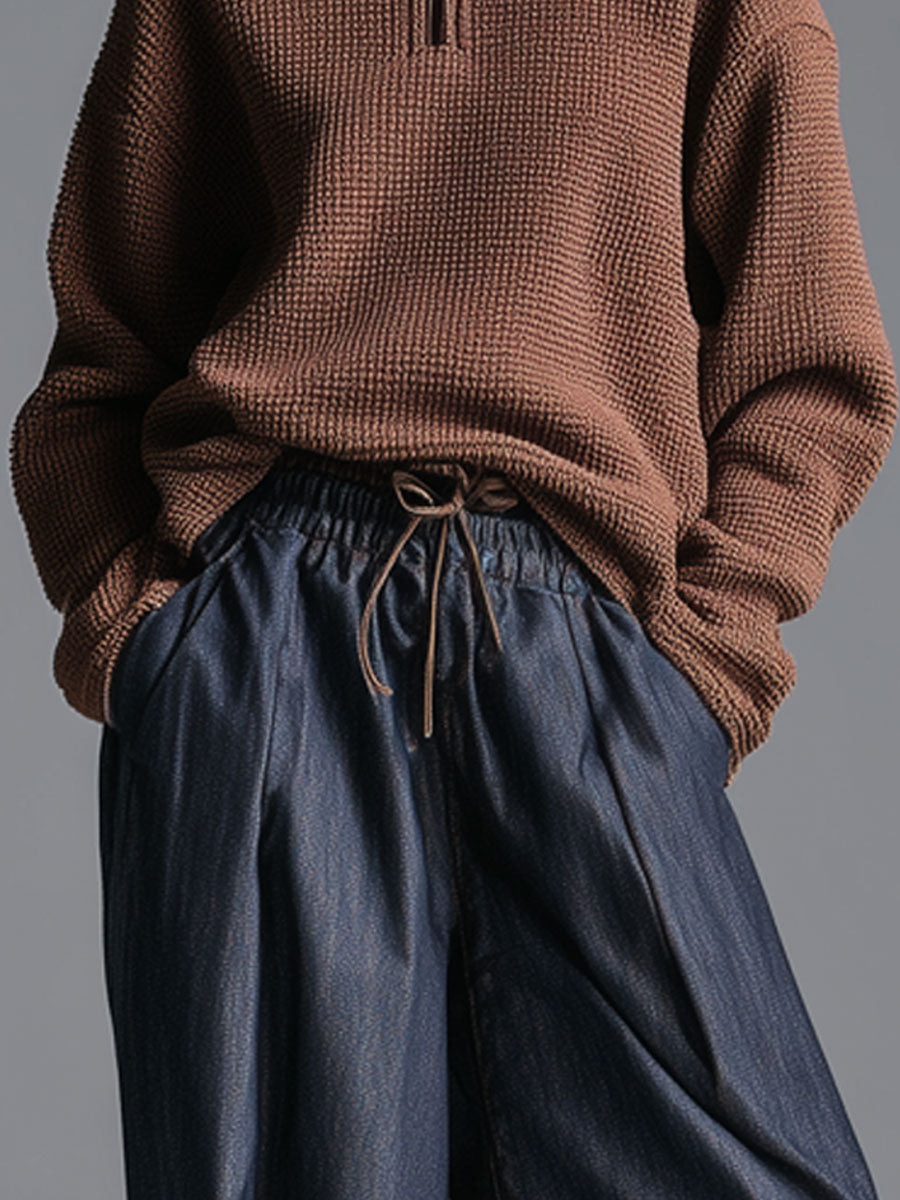 Yvonne | Retro Navy Blue Lantern Jeans for Women