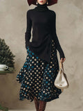 Jocelyne | Knitted Top and Polka Dot Skirt Set for Women