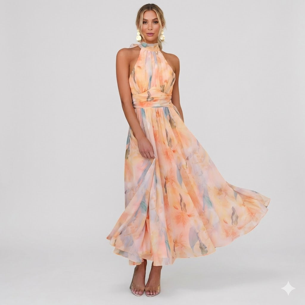 Élodie | Floral Halter Maxi Dress