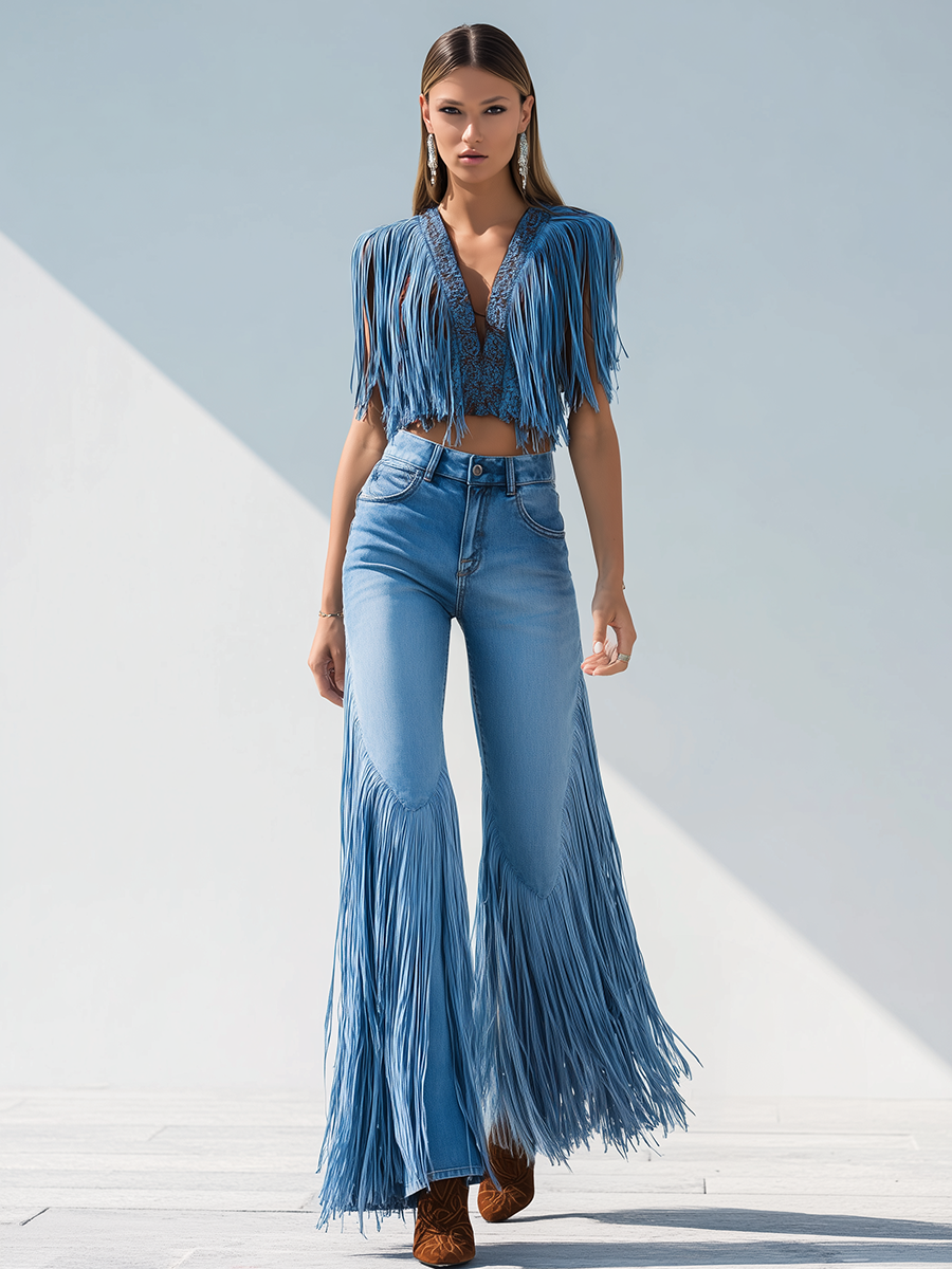 Leonor | Retro Tassel Flared Jeans for Women