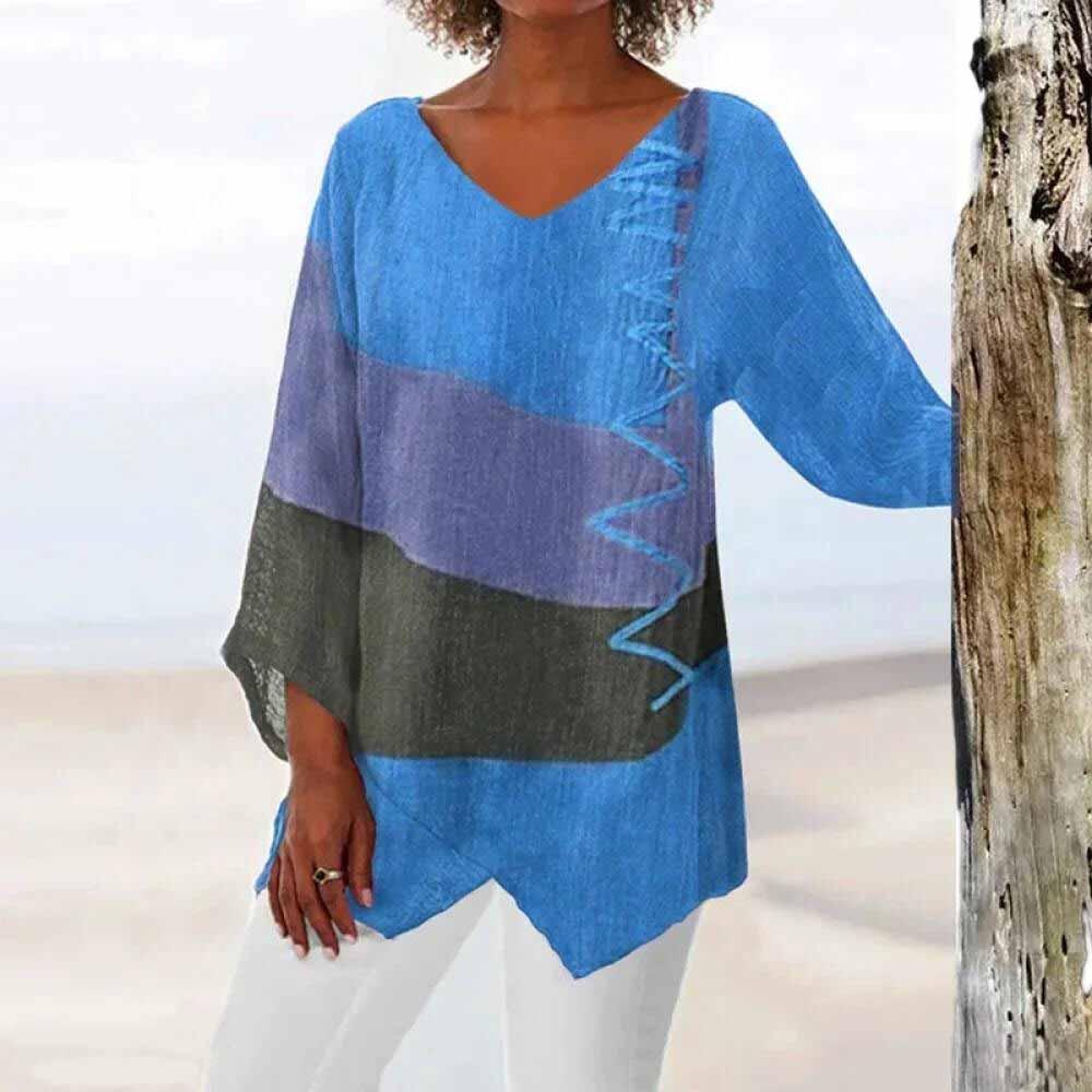 Eli | Colourblock Linen Summer Blouse for Women