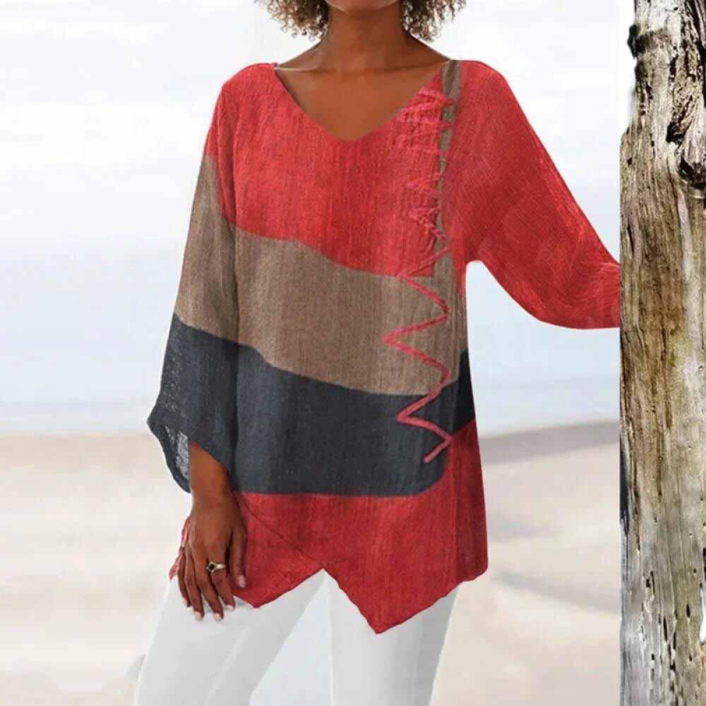Eli | Colourblock Linen Summer Blouse for Women