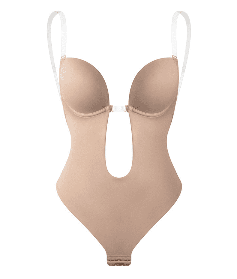 Esme | Backless Plunge Shaping Bodysuit with Clear Straps