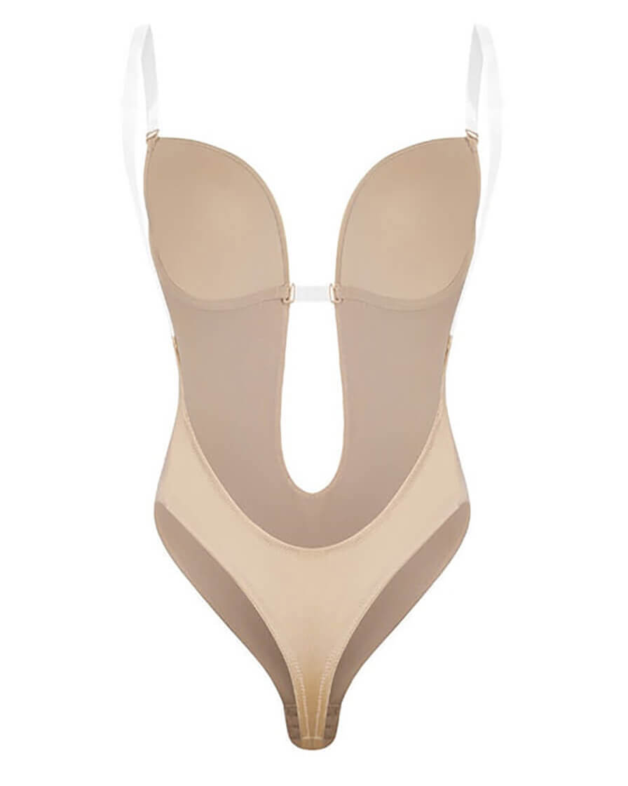 Esme | Backless Plunge Shaping Bodysuit with Clear Straps